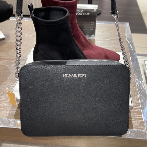 Michael Kors Jet Set Item Large East West Zip Crossbody Leather Black - Picture 2 of 16